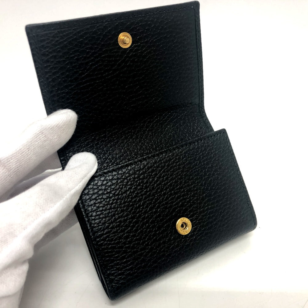 GUCCI Trifold wallet 474746 leather black GG Marmont Compact Wallet
