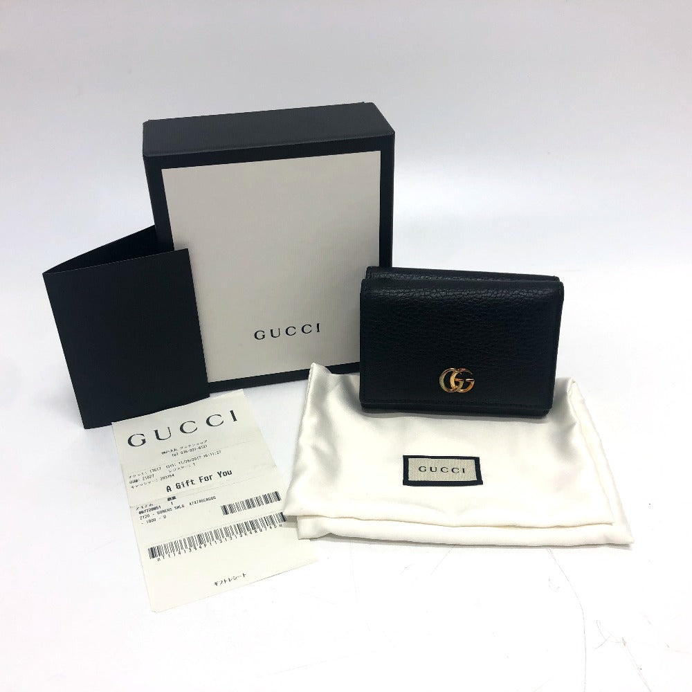 GUCCI Trifold wallet 474746 leather black GG Marmont Compact Wallet
