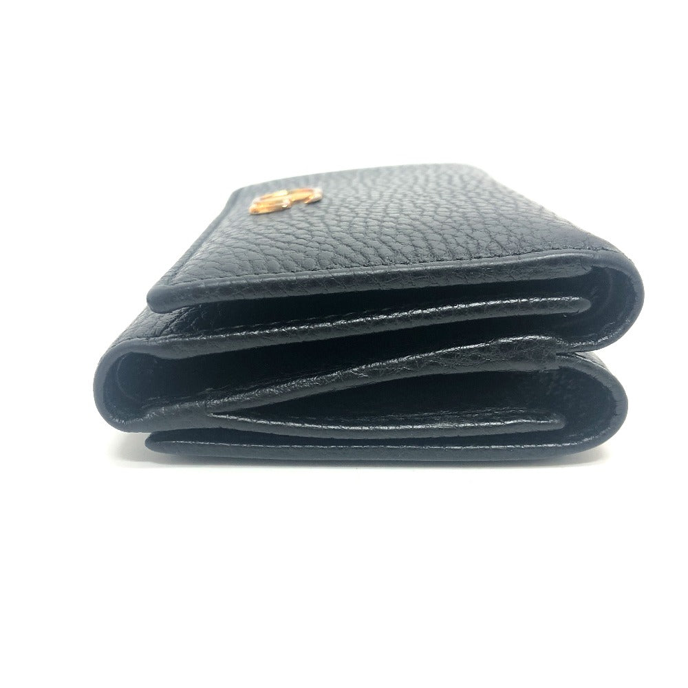 GUCCI Trifold wallet 474746 leather black GG Marmont Compact Wallet