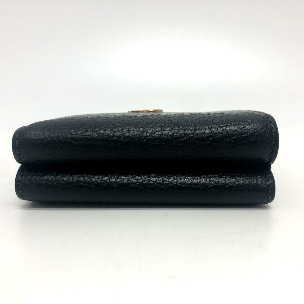 GUCCI Trifold wallet 474746 leather black GG Marmont Compact Wallet