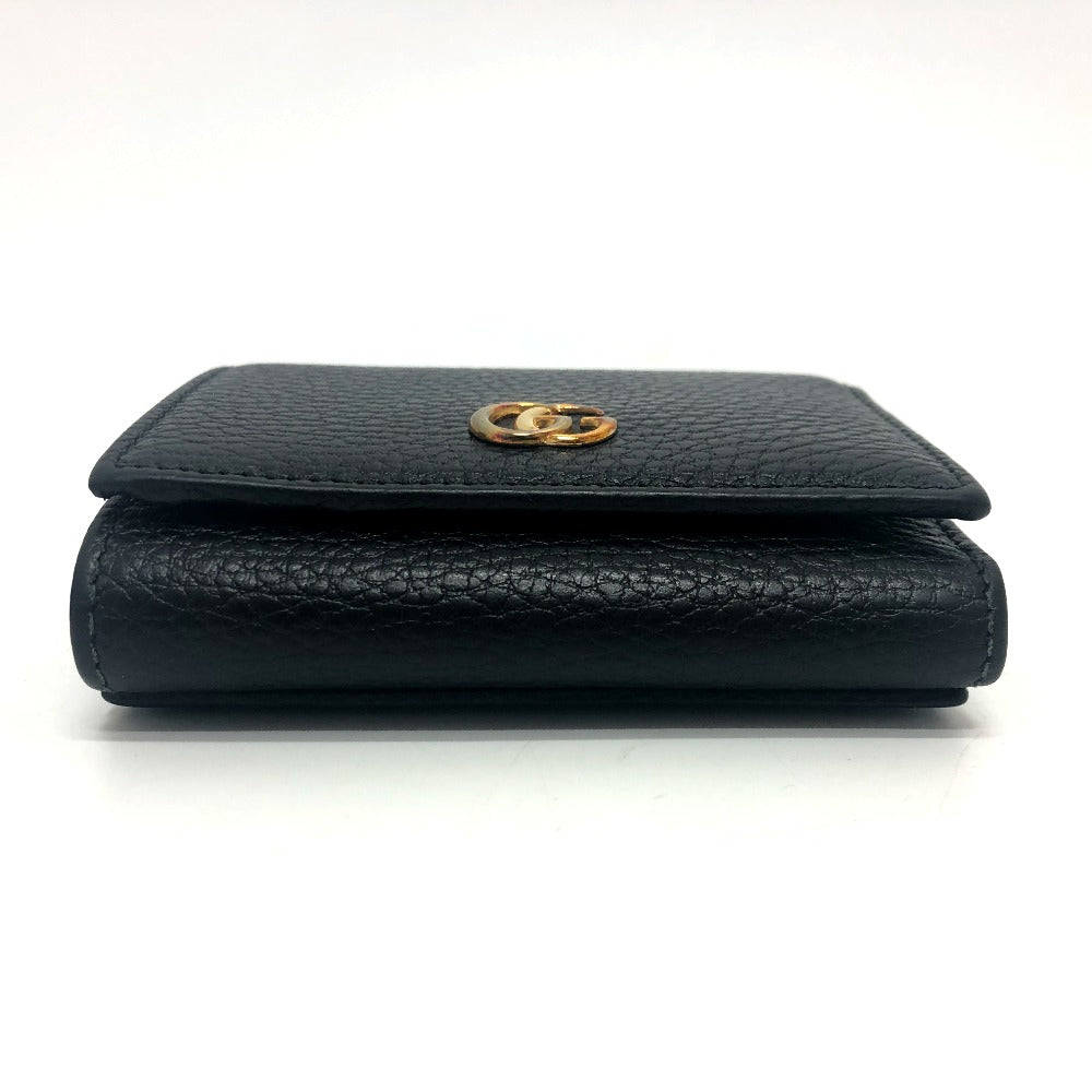 GUCCI Trifold wallet 474746 leather black GG Marmont Compact Wallet
