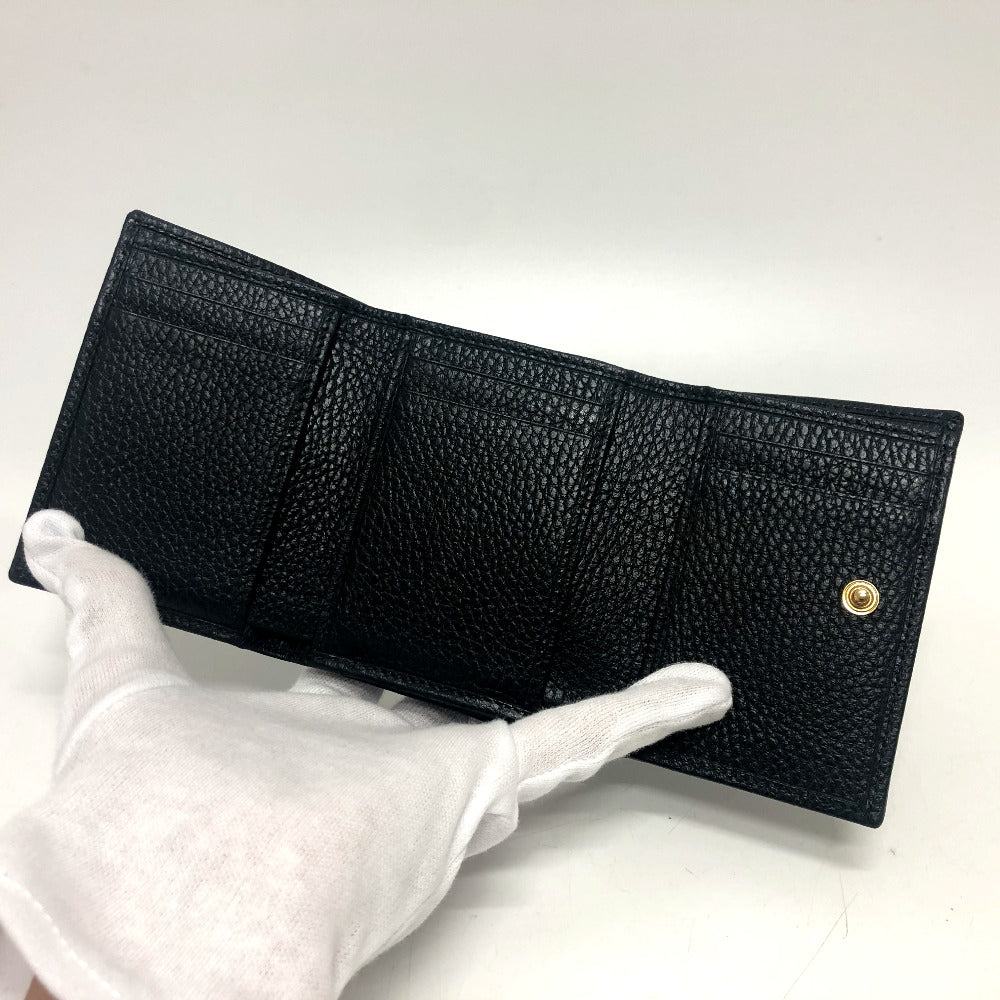 GUCCI Trifold wallet 474746 leather black GG Marmont Compact Wallet