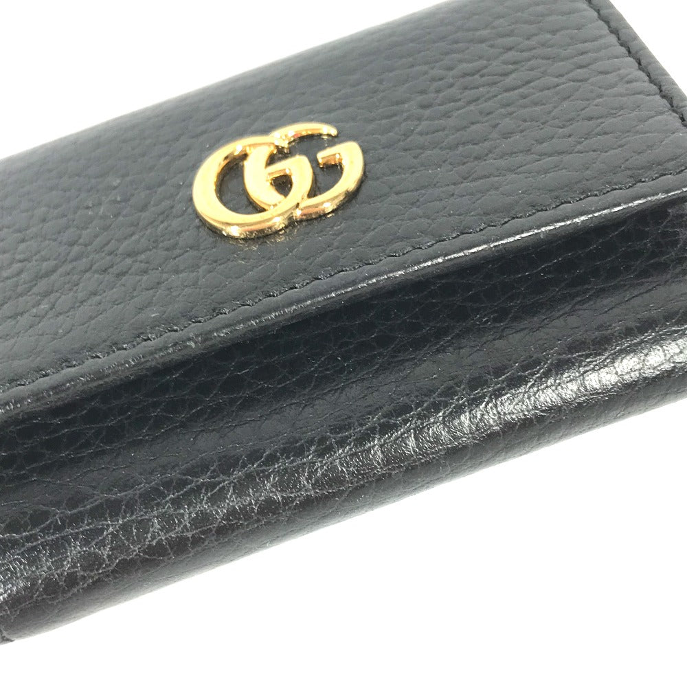 GUCCI Key case Key holder 456118 leather black key GG Marmont