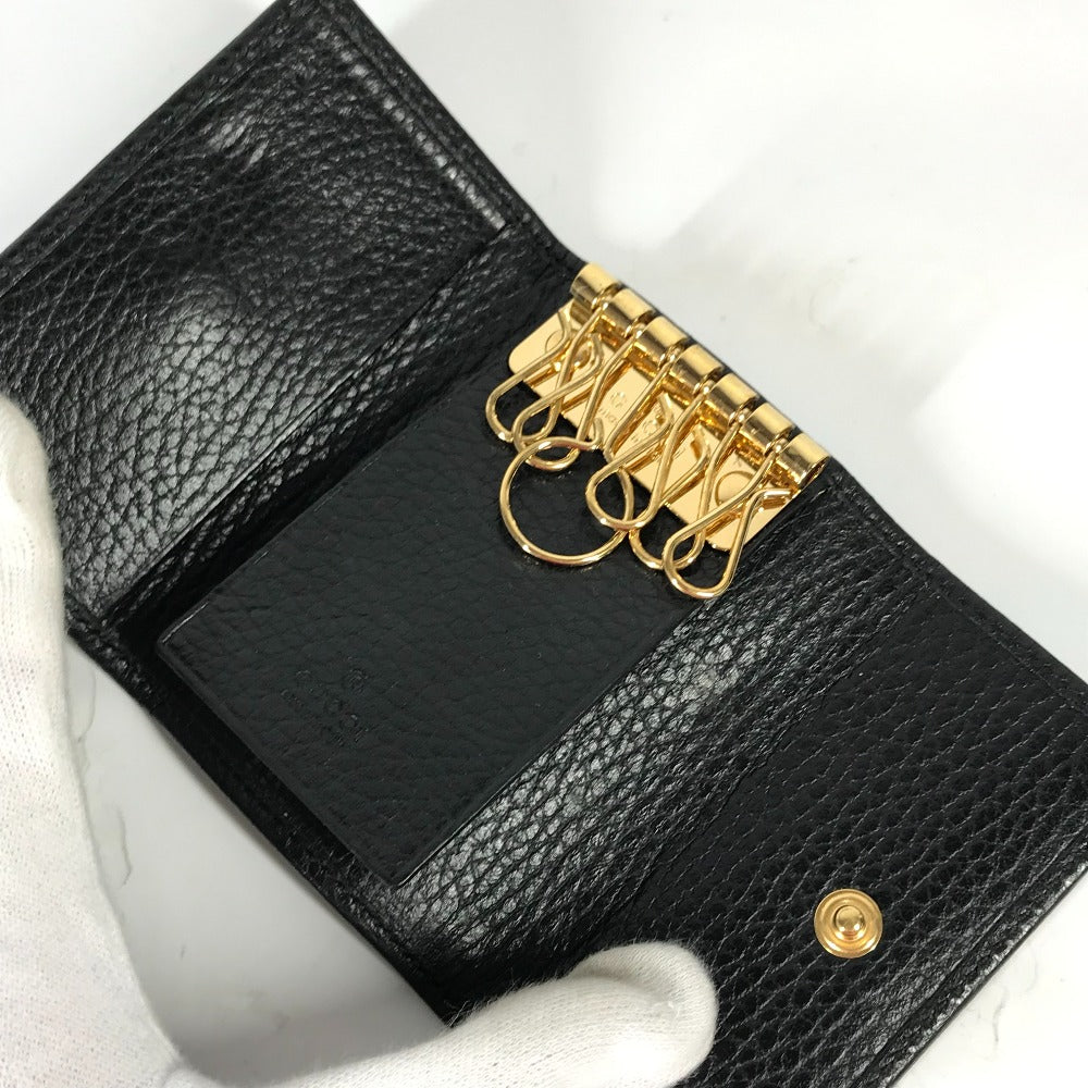 GUCCI Key case Key holder 456118 leather black key GG Marmont