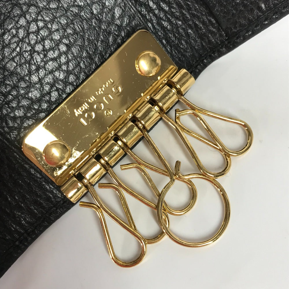 GUCCI Key case Key holder 456118 leather black key GG Marmont