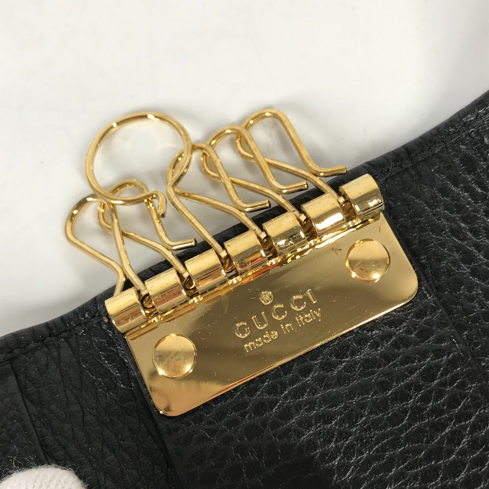 GUCCI Key case Key holder 456118 leather black key GG Marmont