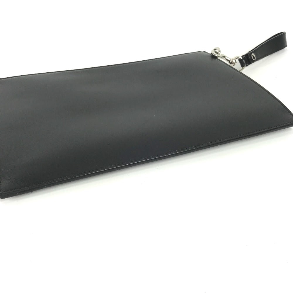 GUCCI Clutch bag 597678 leather black bag pouch Braid embroidery logo