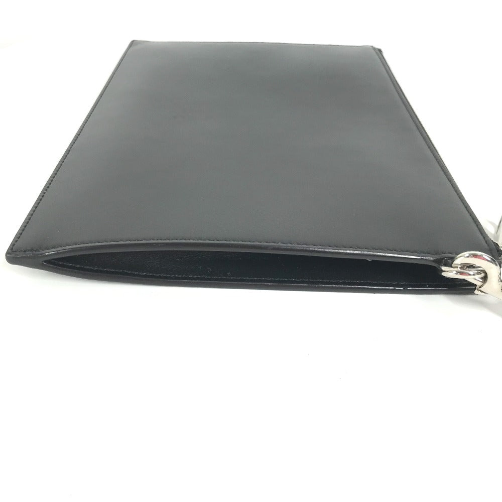 GUCCI Clutch bag 597678 leather black bag pouch Braid embroidery logo