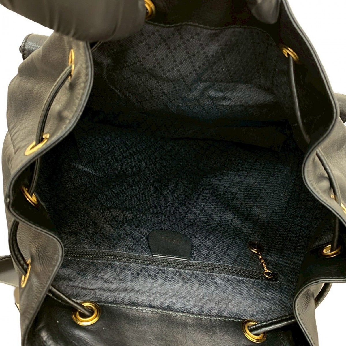 GUCCI Backpack leather black Bamboo