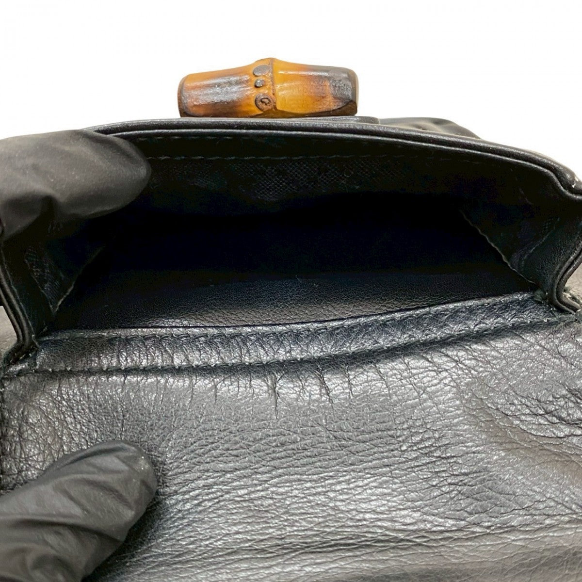 GUCCI Backpack leather black Bamboo
