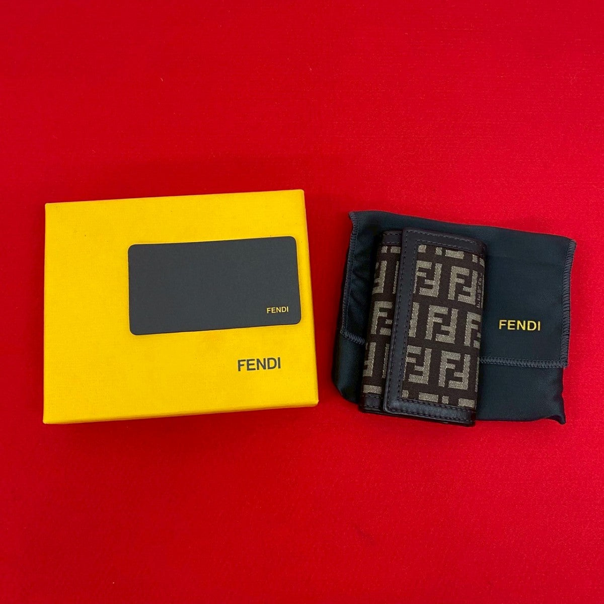 FENDI Key case Key holder leather Brown