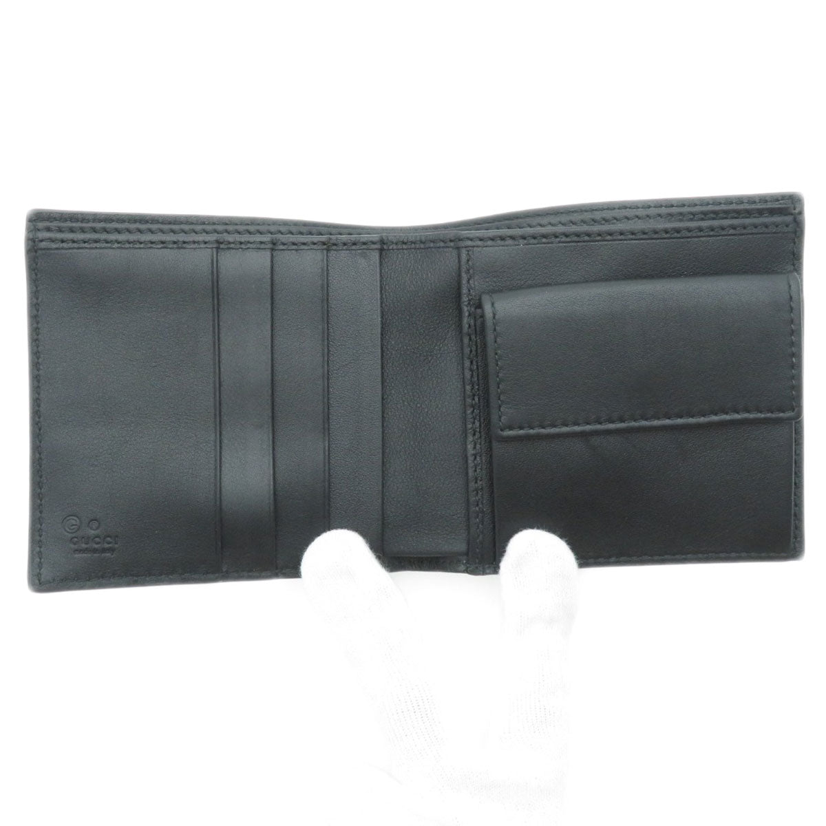 GUCCI Bifold Wallet 150413 Calfskin black GG Signature Microsima Outlet