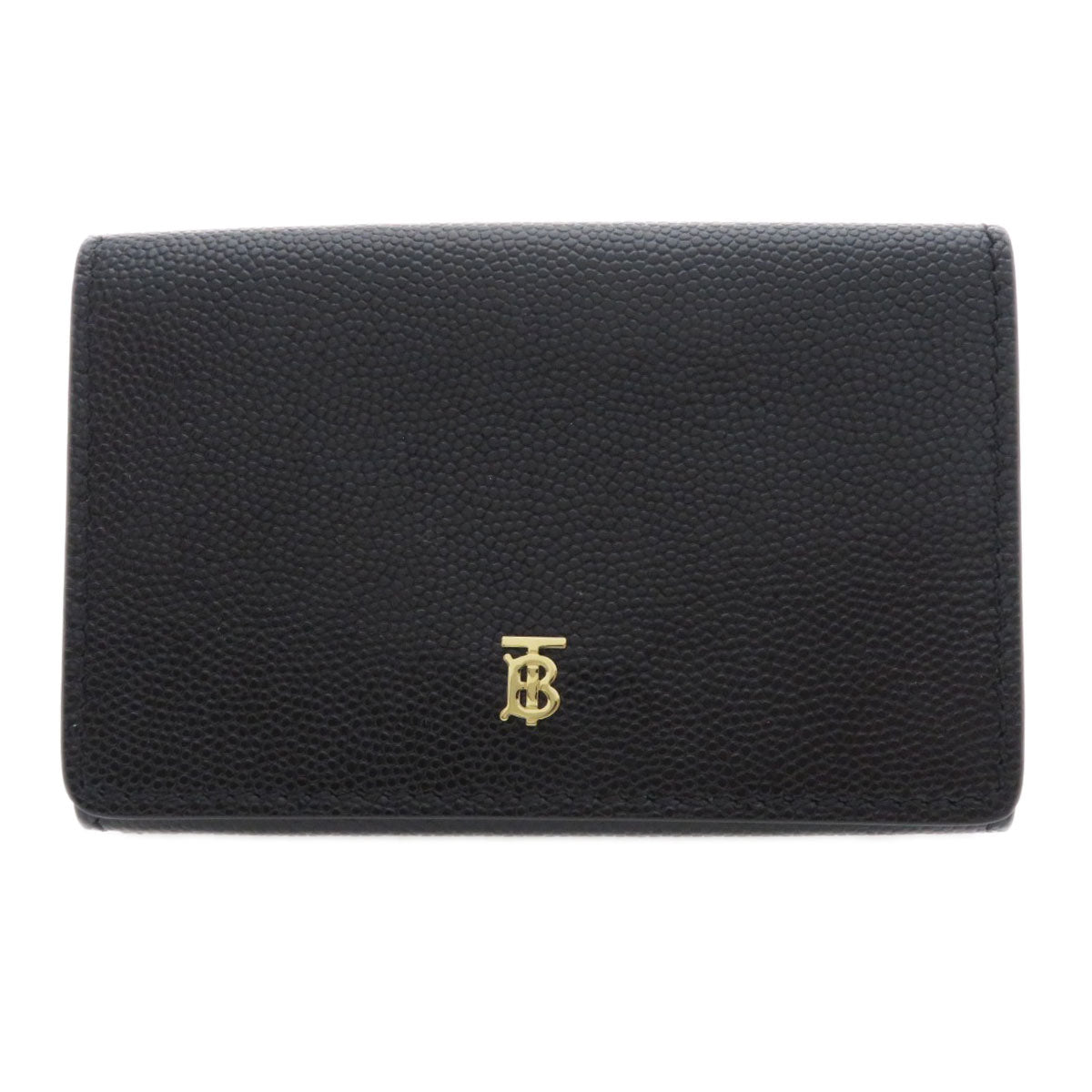 BURBERRY Bifold Wallet Calfskin black logoMetal tri-fold