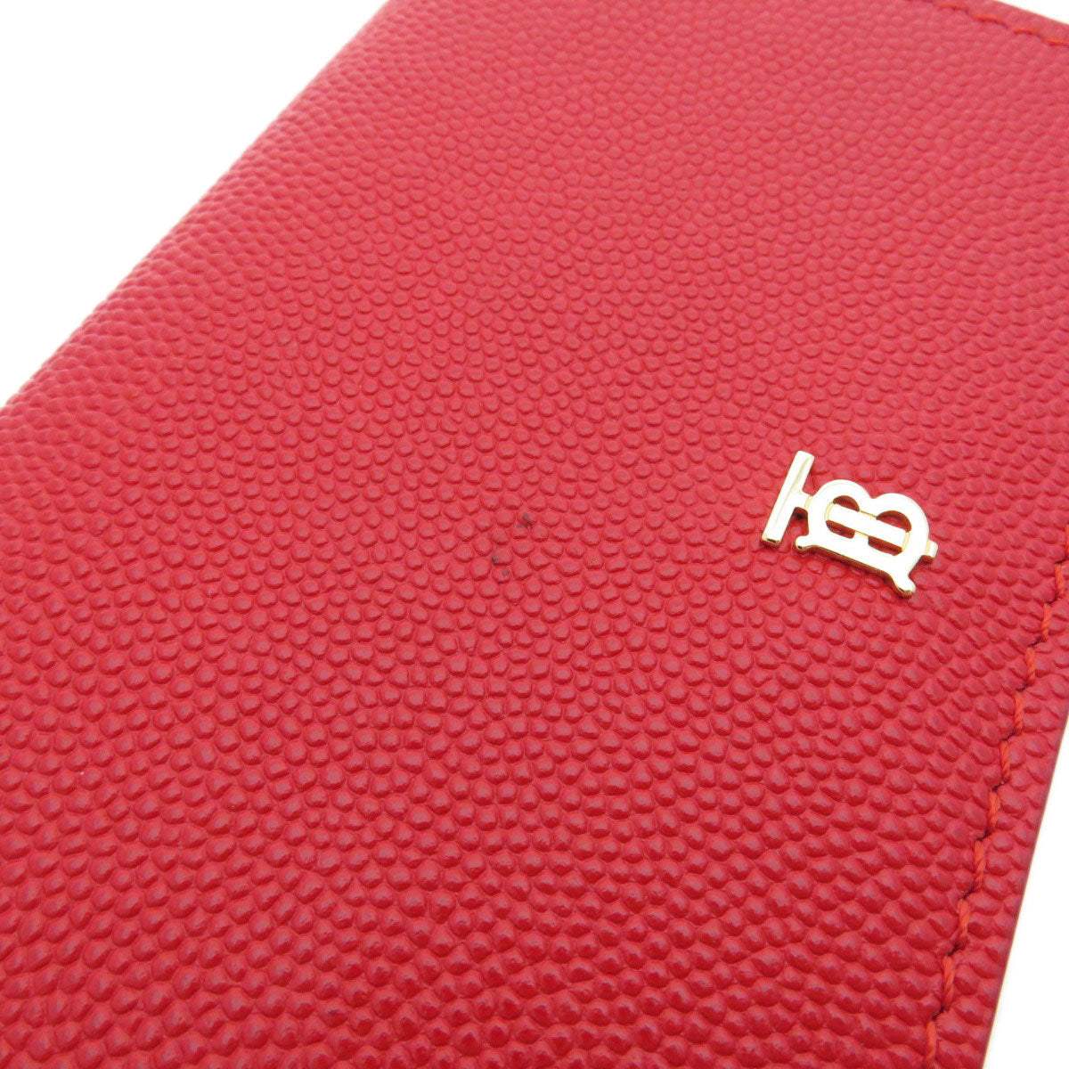 BURBERRY Bifold Wallet Calfskin Red logoMetal tri-fold