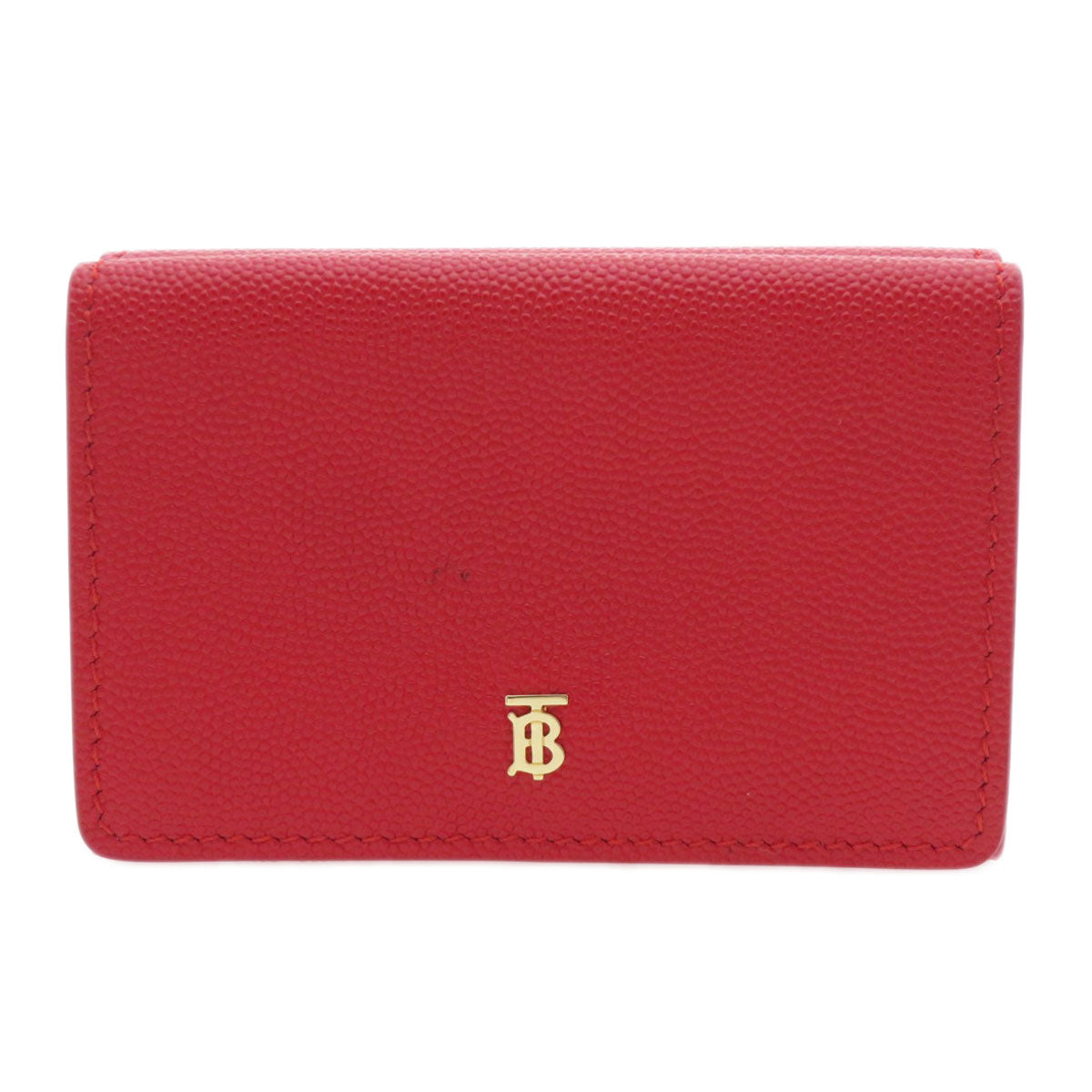 BURBERRY Bifold Wallet Calfskin Red logoMetal tri-fold