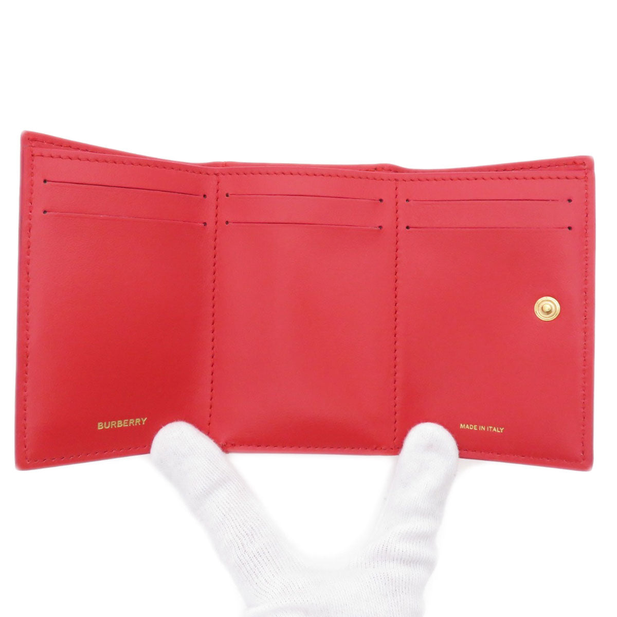 BURBERRY Bifold Wallet Calfskin Red logoMetal tri-fold