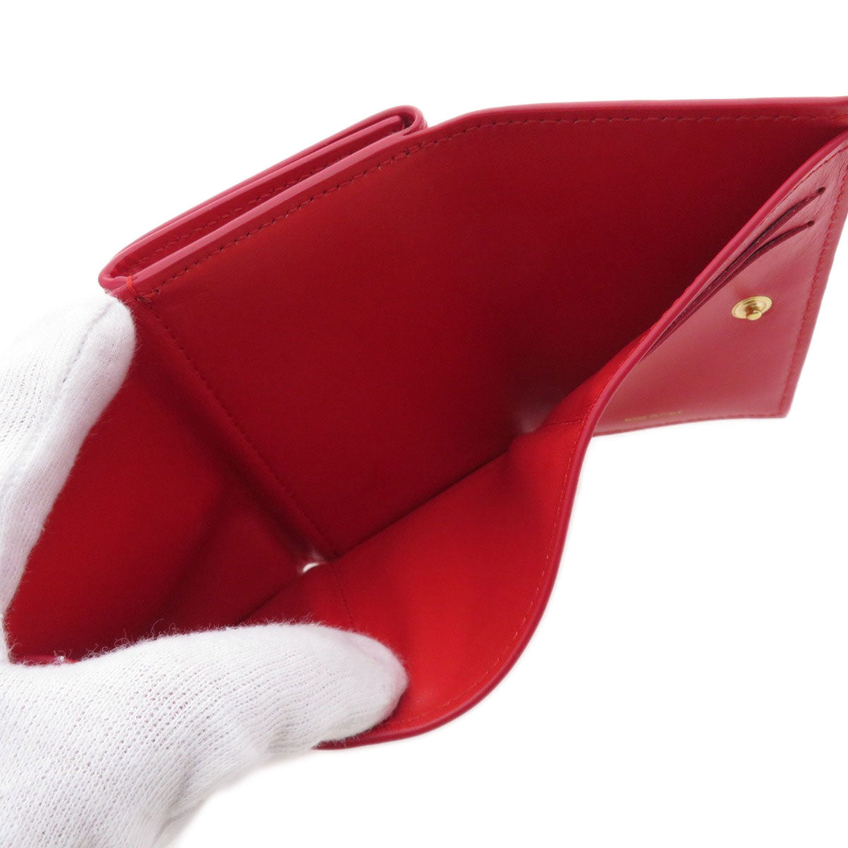 BURBERRY Bifold Wallet Calfskin Red logoMetal tri-fold