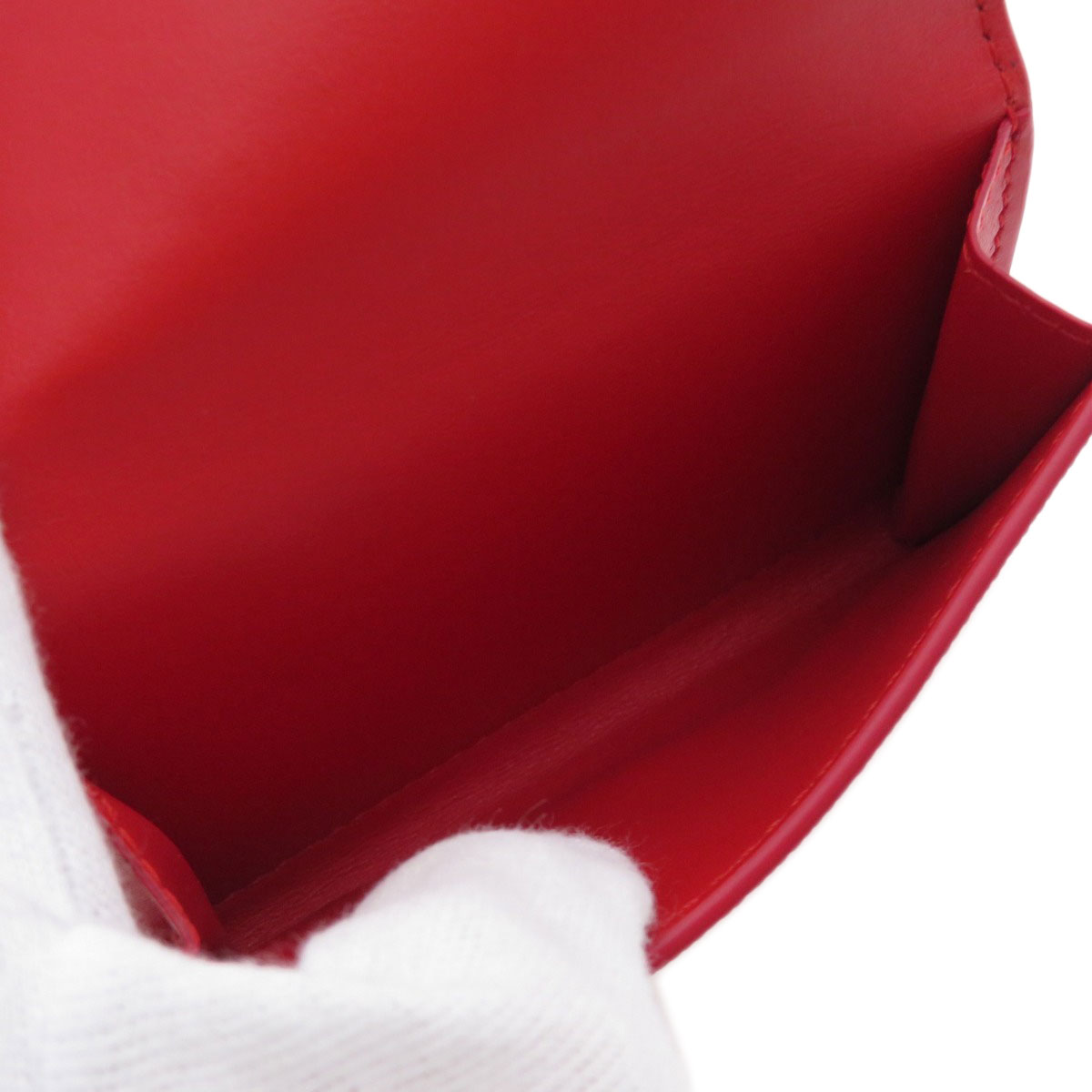 BURBERRY Bifold Wallet Calfskin Red logoMetal tri-fold