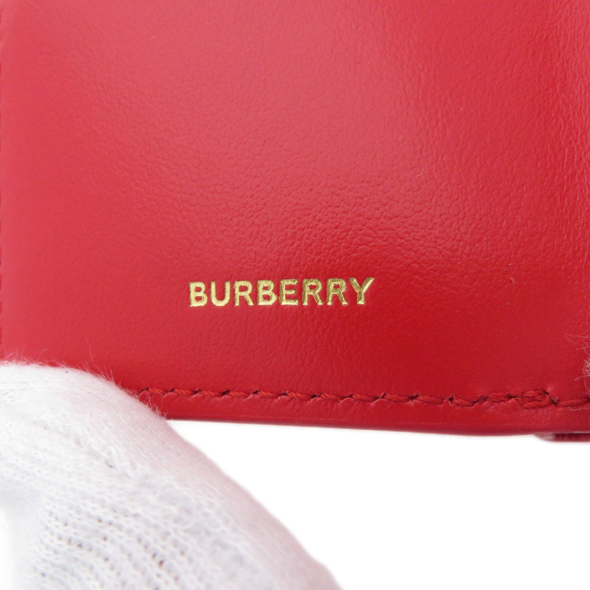 BURBERRY Bifold Wallet Calfskin Red logoMetal tri-fold