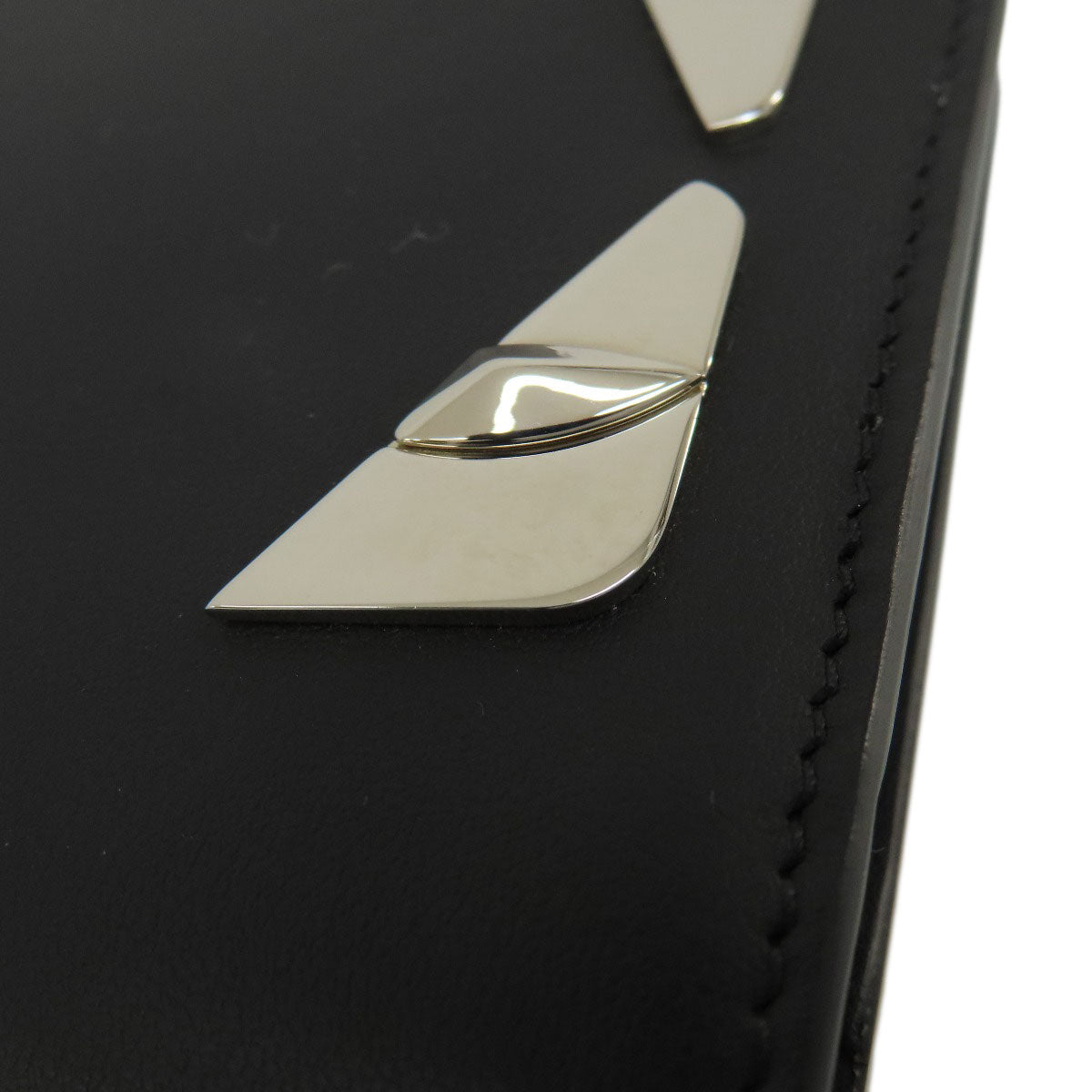 FENDI Long Wallet Purse leather black monster