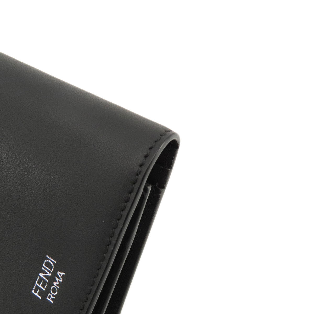 FENDI Long Wallet Purse leather black monster