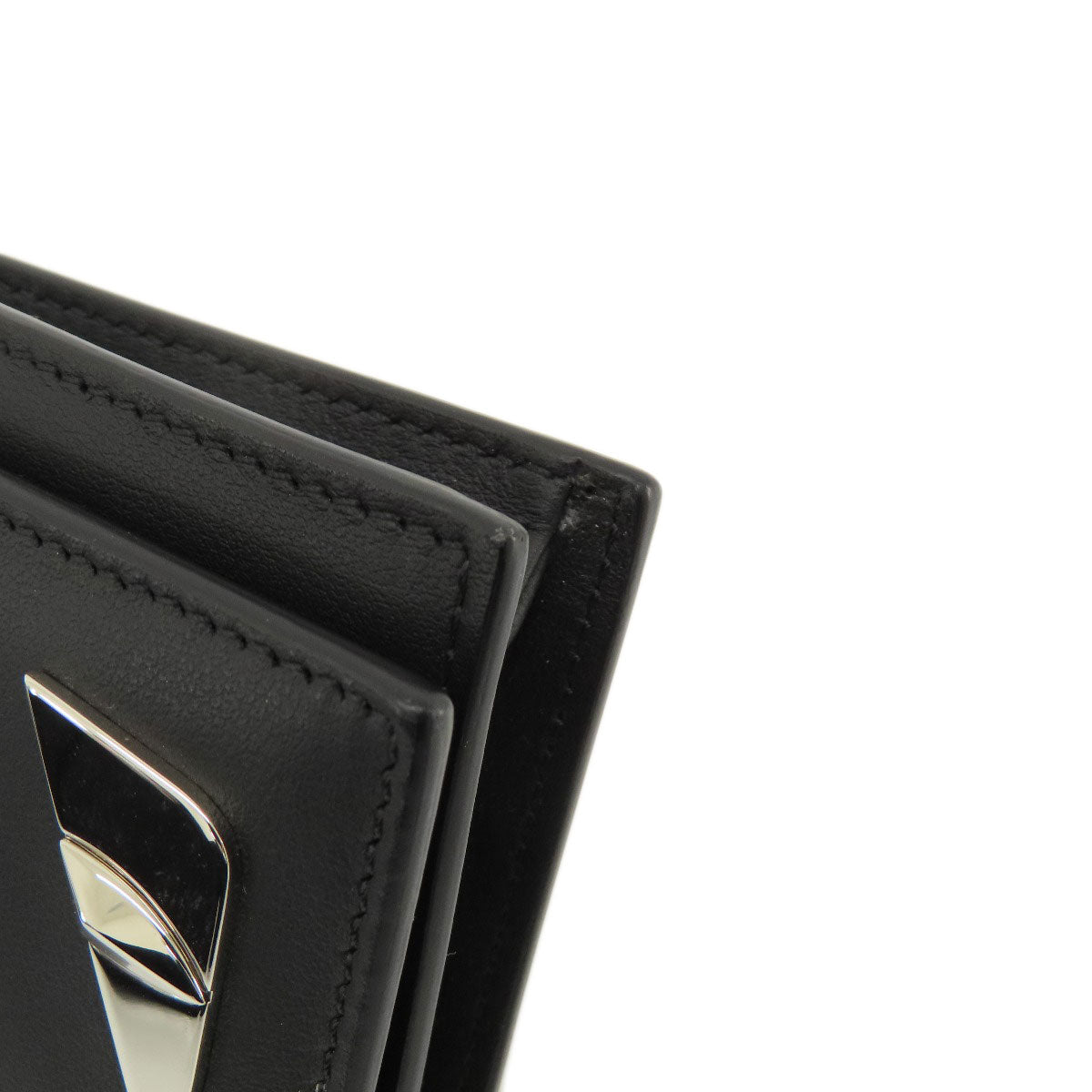 FENDI Long Wallet Purse leather black monster