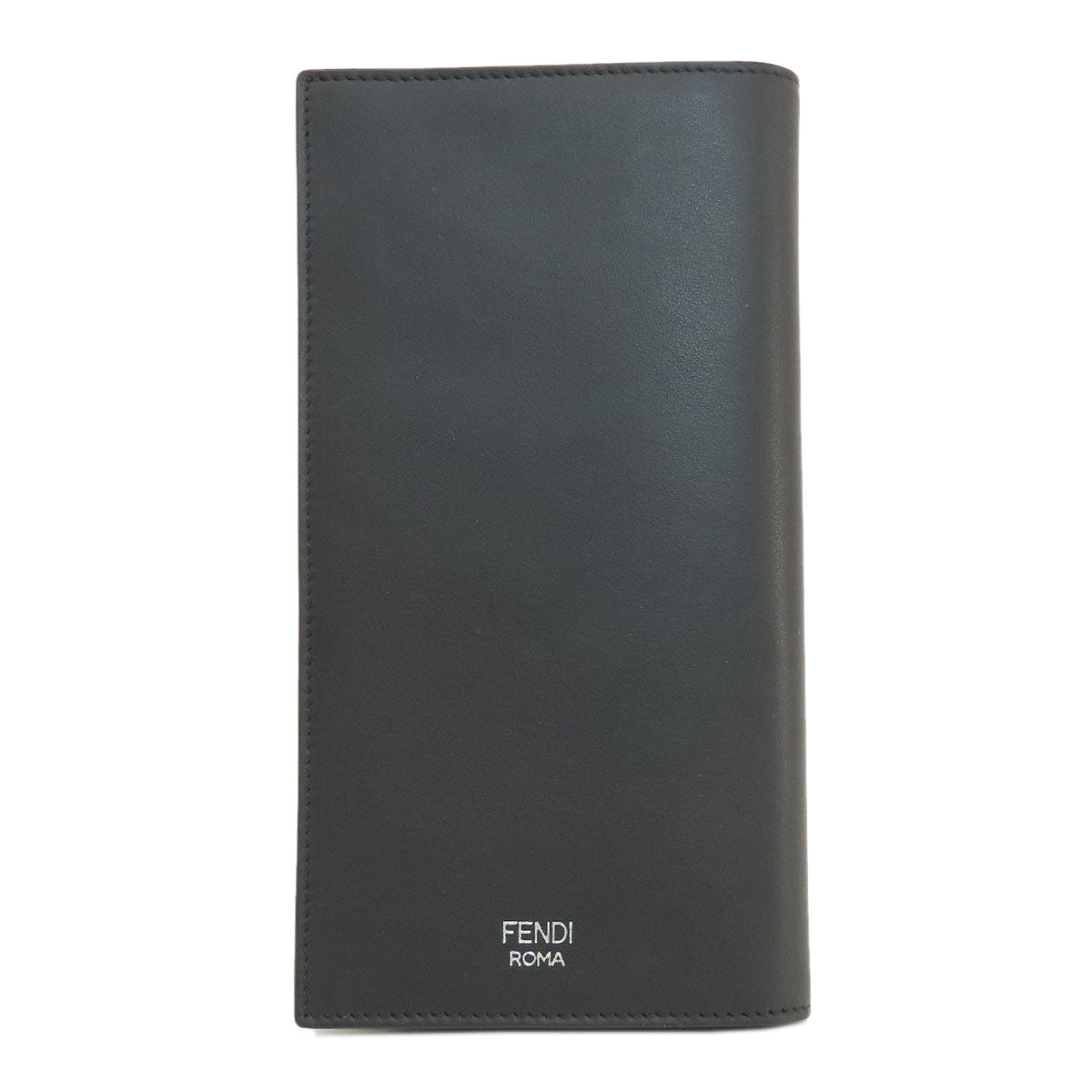 FENDI Long Wallet Purse leather black monster