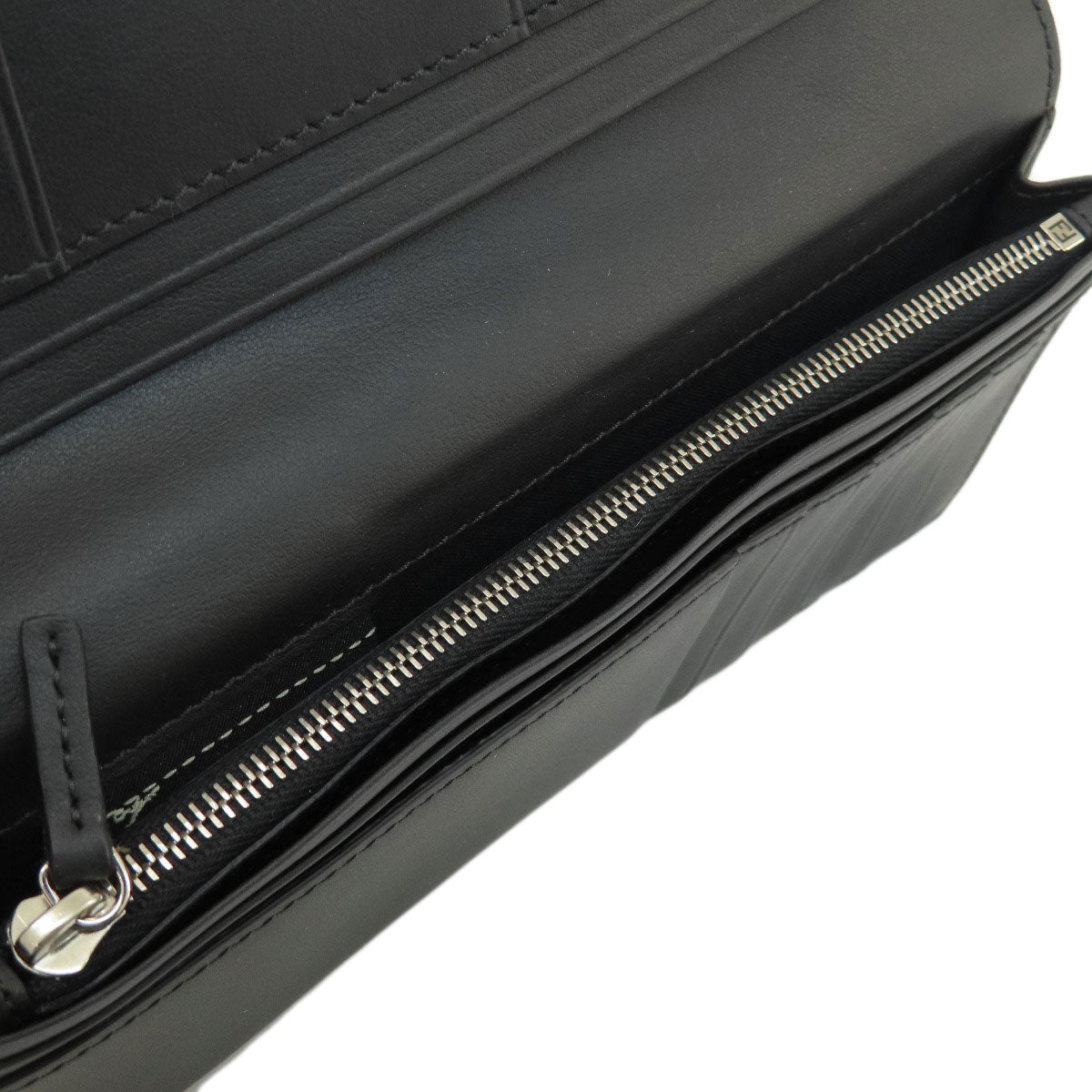 FENDI Long Wallet Purse leather black monster