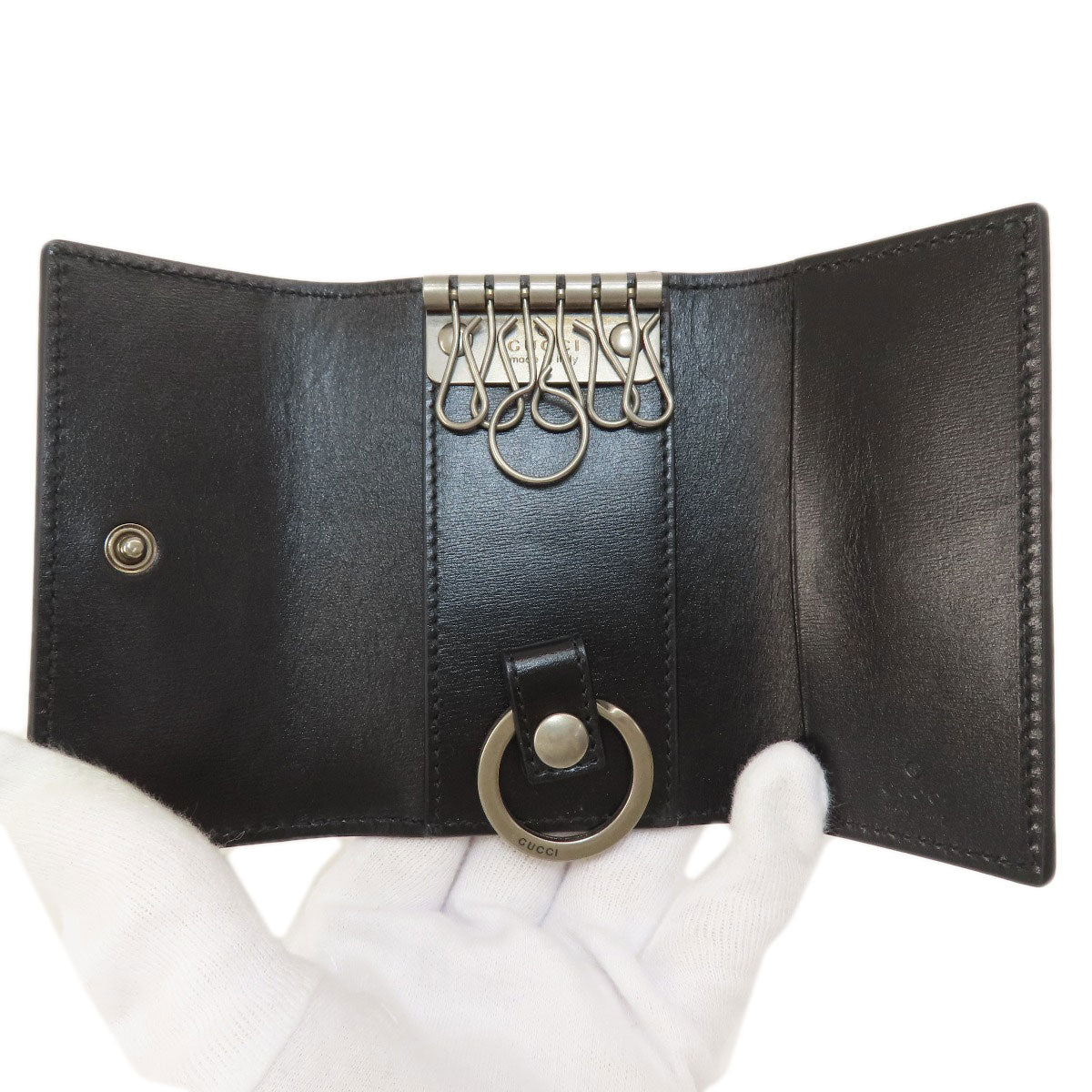 GUCCI Key case Key holder 435305 leather black logo