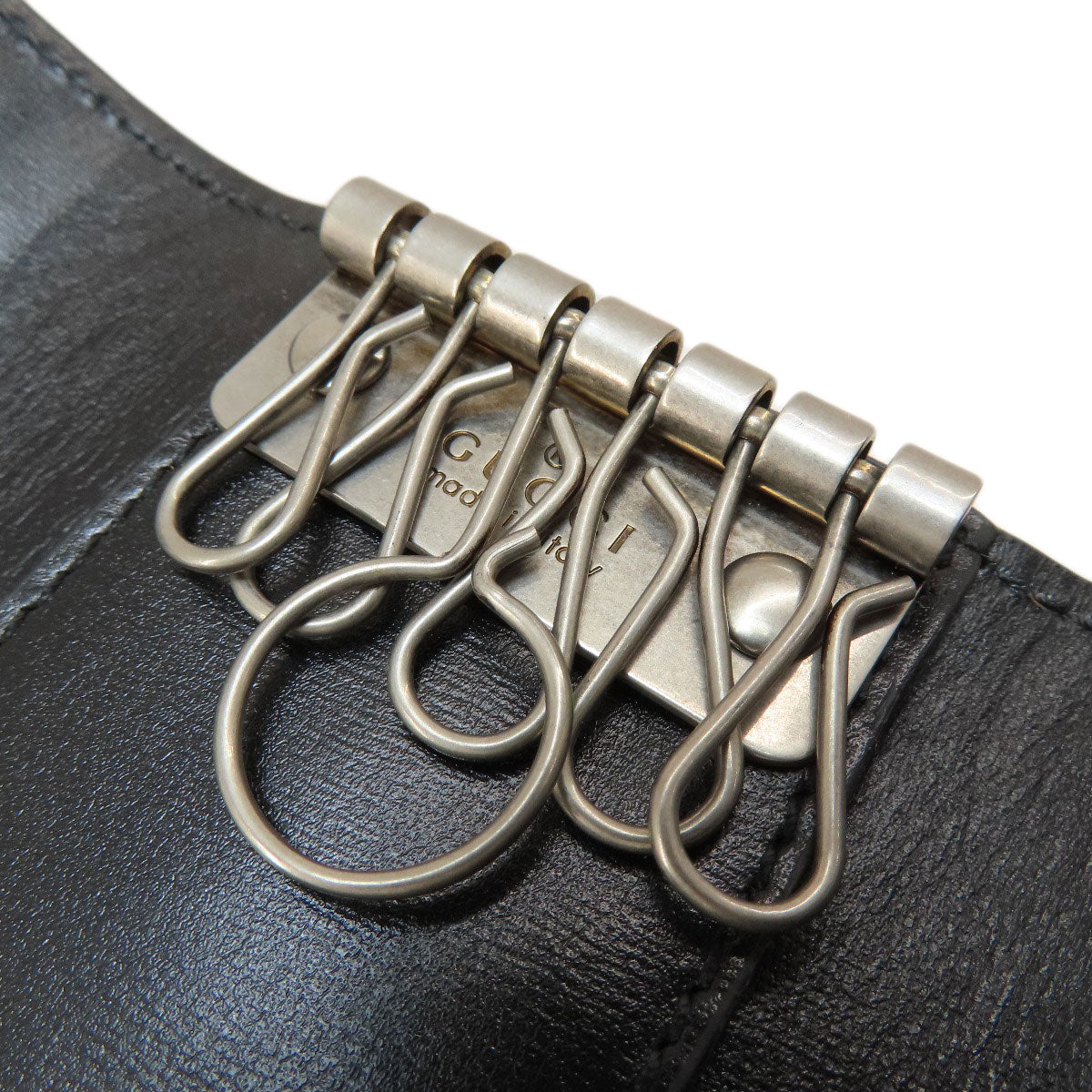 GUCCI Key case Key holder 435305 leather black logo