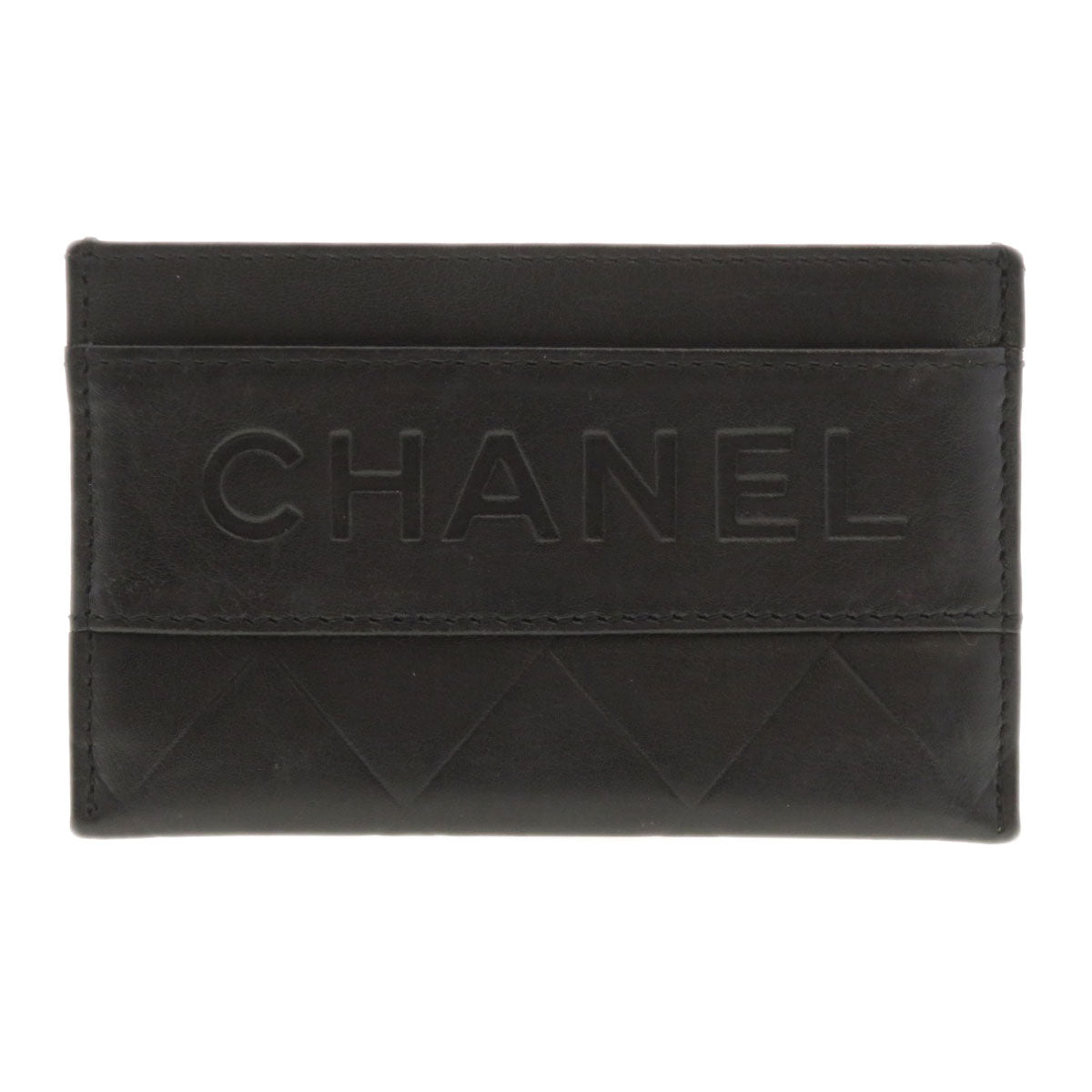CHANEL Card Case lambskin black Logo motif