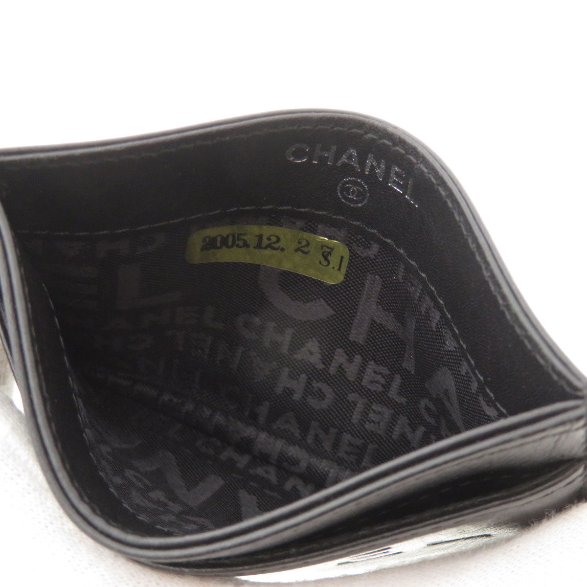 CHANEL Card Case lambskin black Logo motif