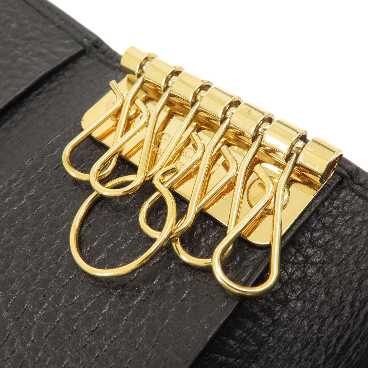GUCCI Key case Key holder 466118 leather black GG Marmont