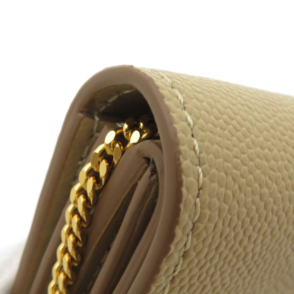 BURBERRY Coin case Calfskin beige Coin Chain Wallet
