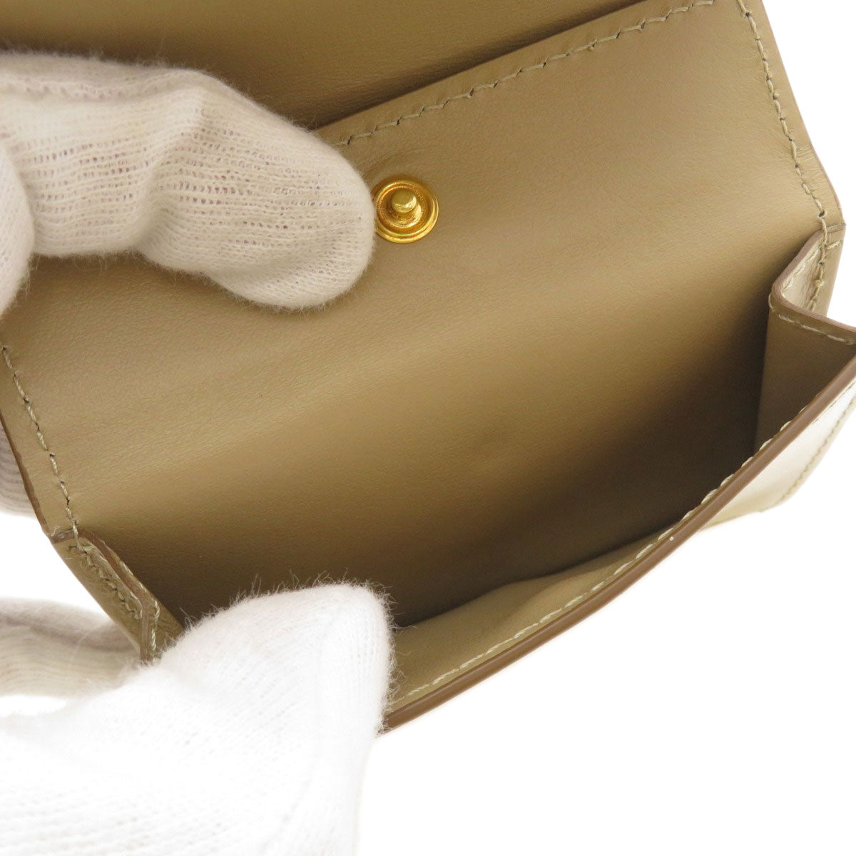 BURBERRY Coin case Calfskin beige Coin Chain Wallet
