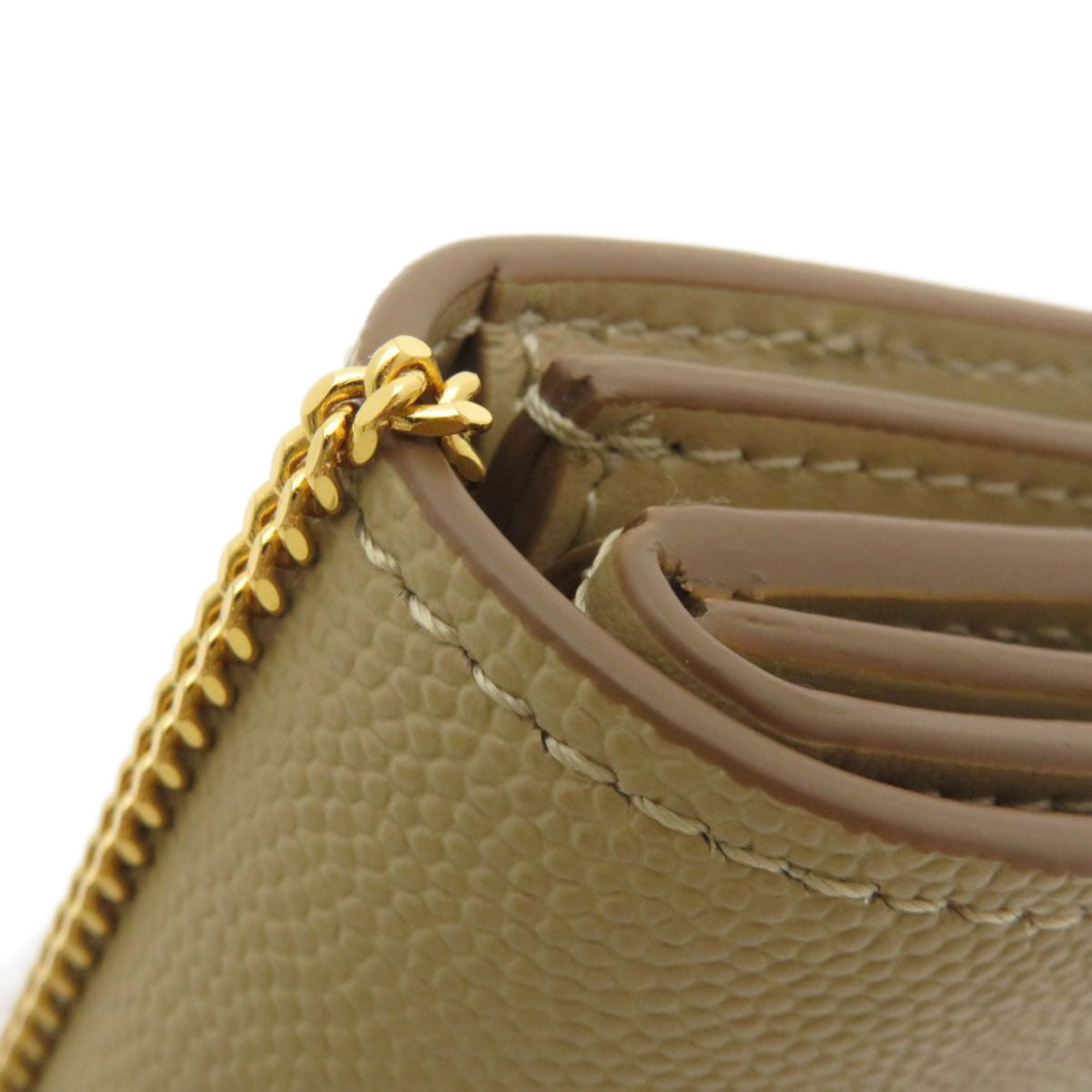 BURBERRY Coin case Calfskin beige Coin Chain Wallet