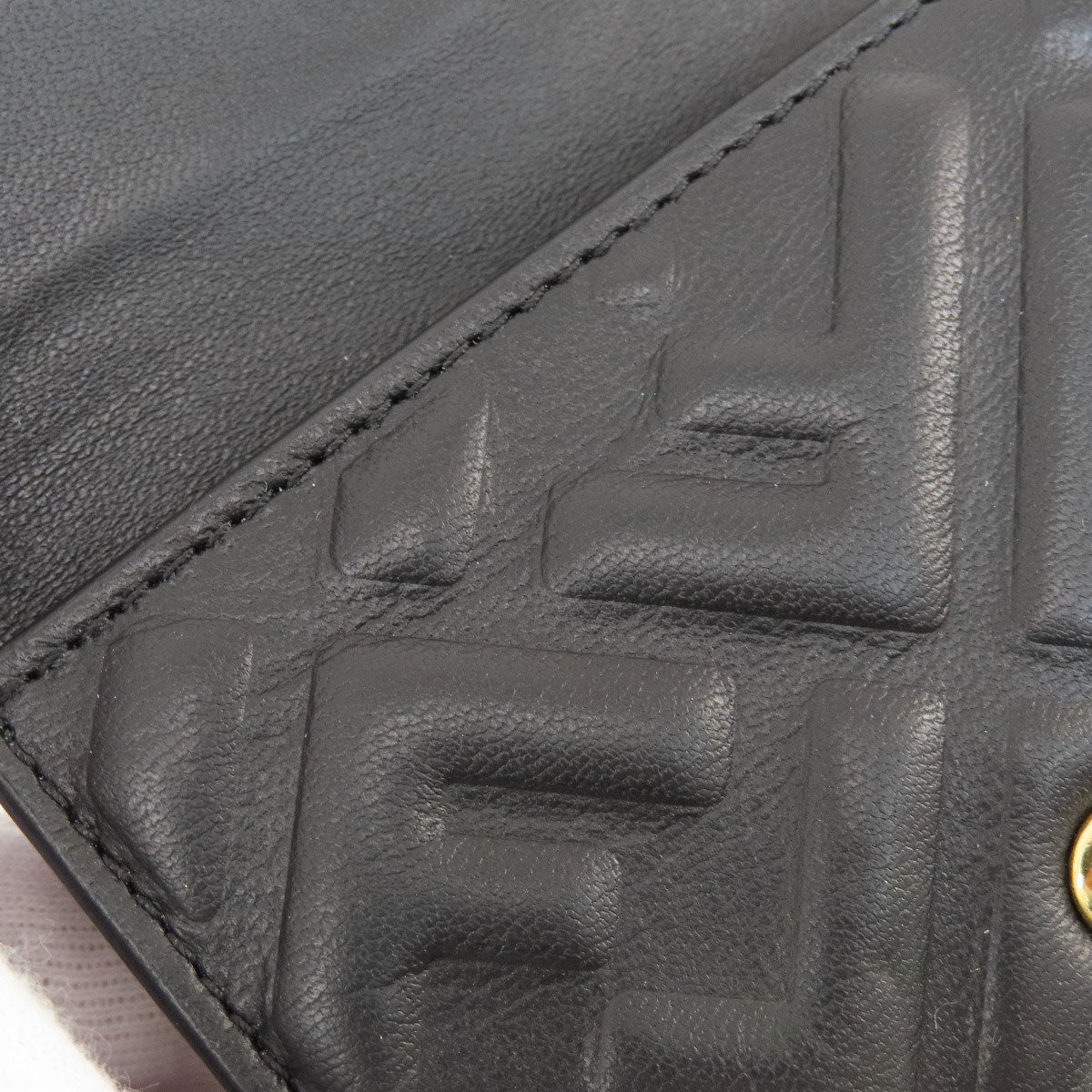 FENDI Bifold Wallet leather black Embossed logo