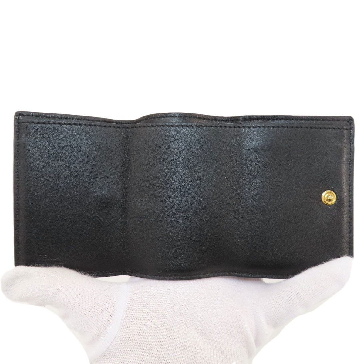 FENDI Bifold Wallet leather black Embossed logo