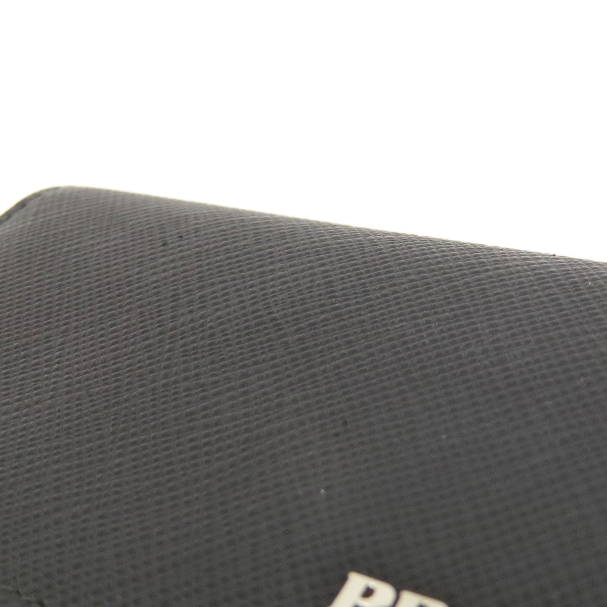 PRADA Key case Key holder leather black Saffiano logoMetal