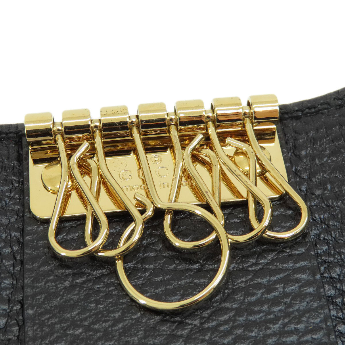 GUCCI Key case Key holder 456118 leather black GG Marmont