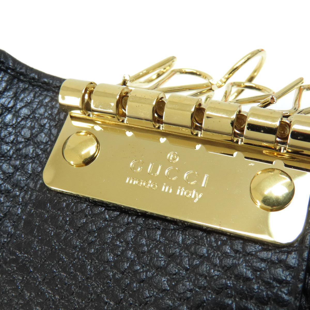 GUCCI Key case Key holder 456118 leather black GG Marmont
