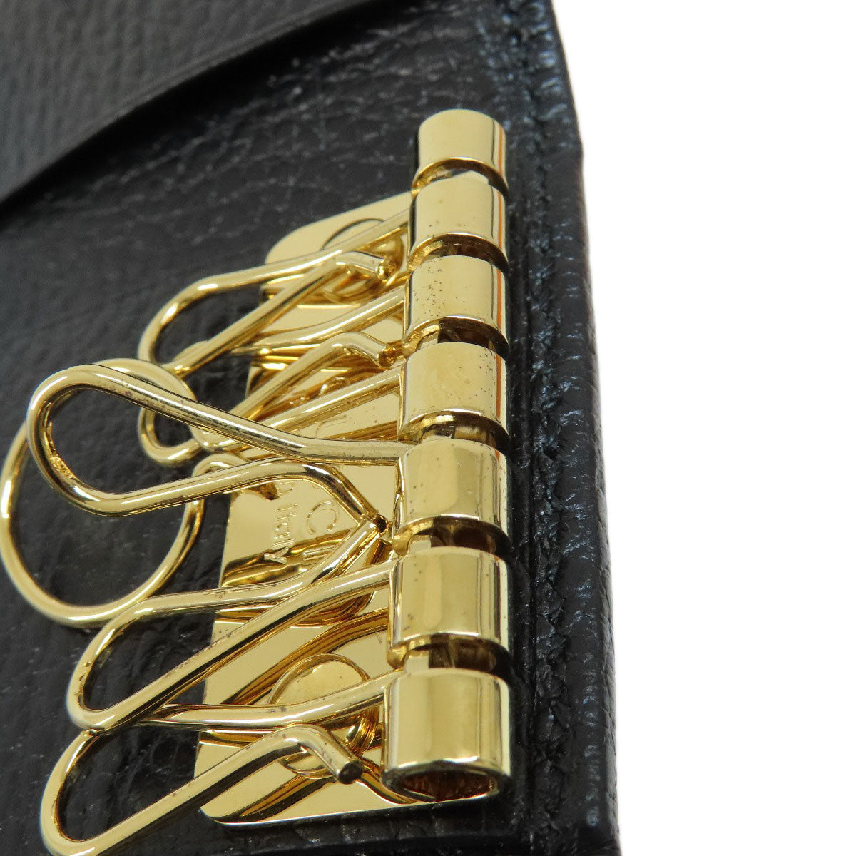GUCCI Key case Key holder 456118 leather black GG Marmont