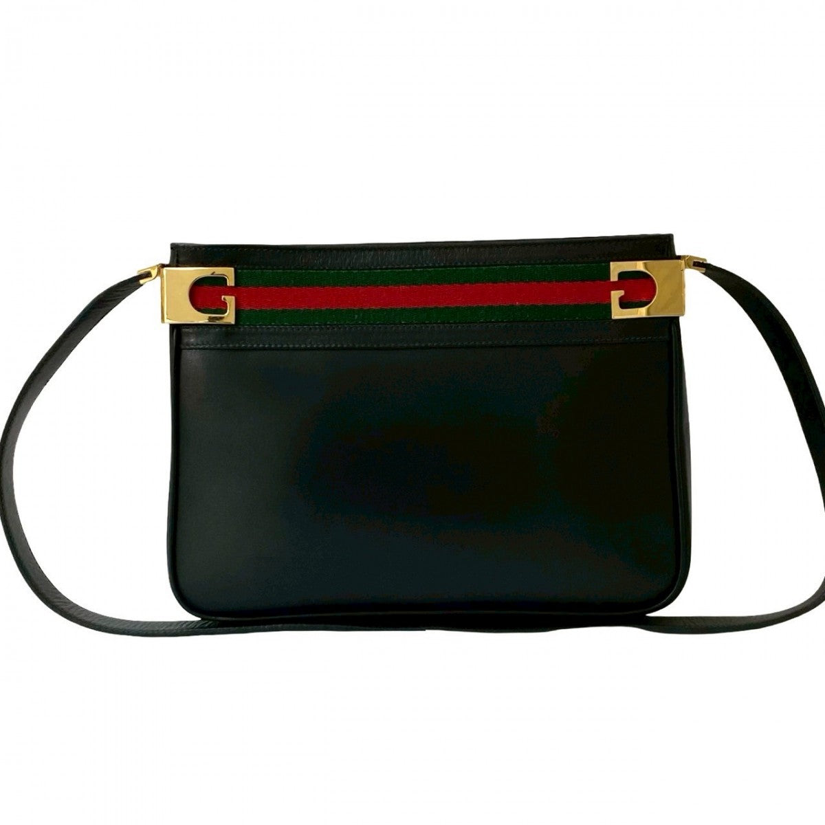 GUCCI Shoulder Bag leather black Sherry line