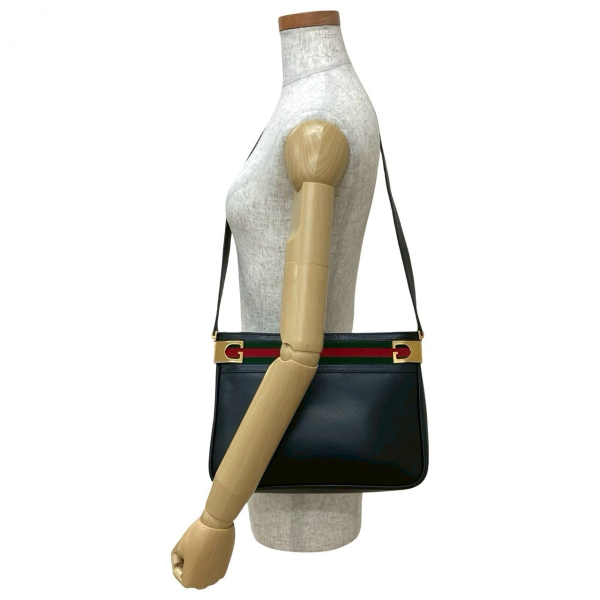 GUCCI Shoulder Bag leather black Sherry line