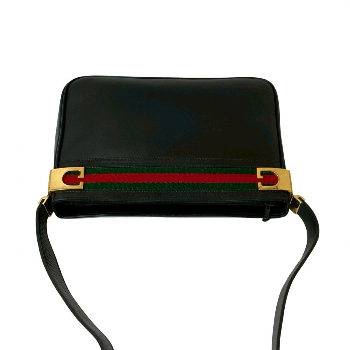 GUCCI Shoulder Bag leather black Sherry line
