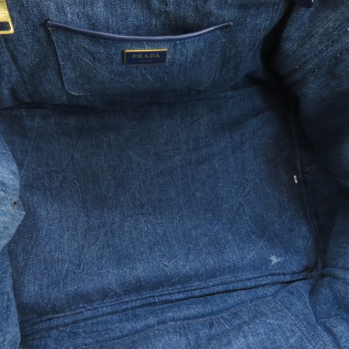 PRADA Tote Bag denim Navy Canapa