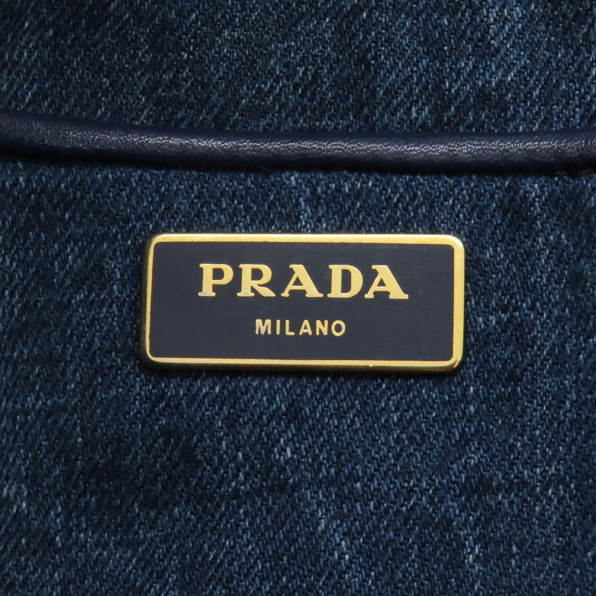 PRADA Tote Bag denim Navy Canapa