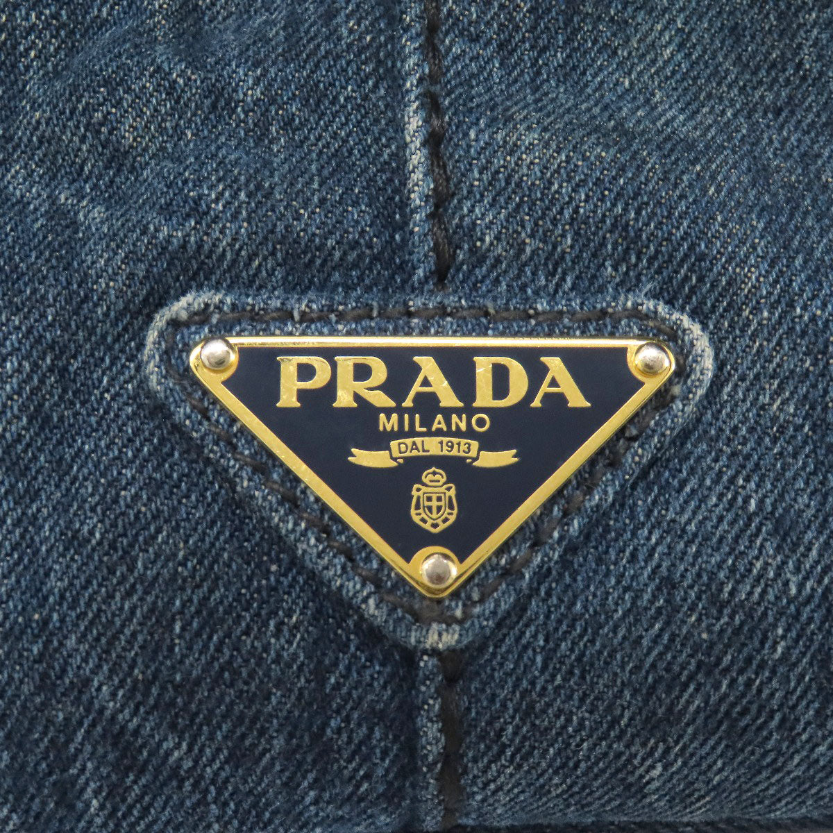 PRADA Tote Bag denim Navy Canapa