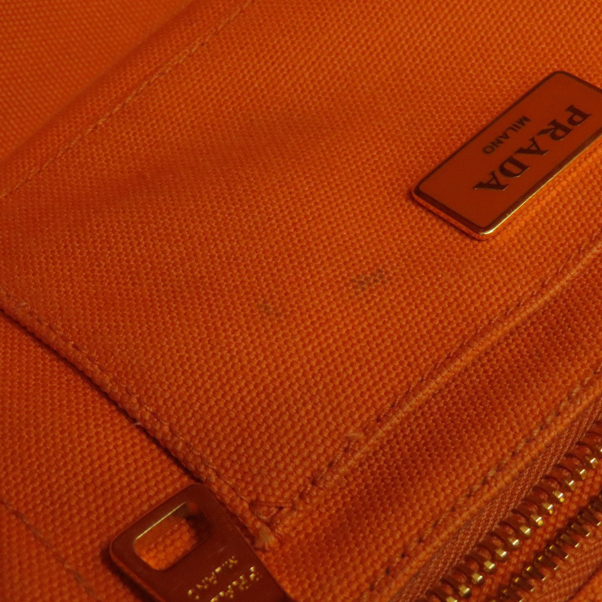 PRADA Handbag canvas Orange Canapa