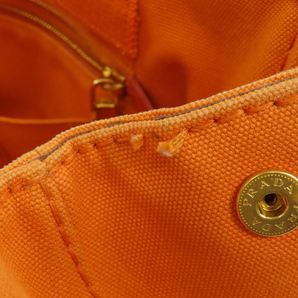 PRADA Handbag canvas Orange Canapa